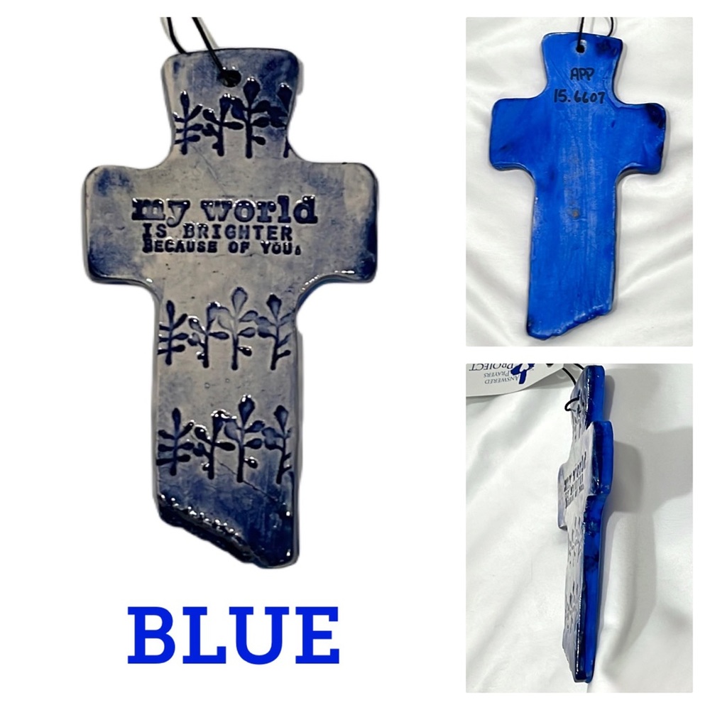 ANSWERED PRAYERS PROJECT Clay Crosses in Blue